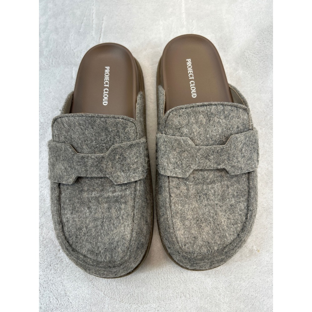 Project Cloud Clogs Womens 8 Gray Felt Leather Slip On Comfort Gorpcore